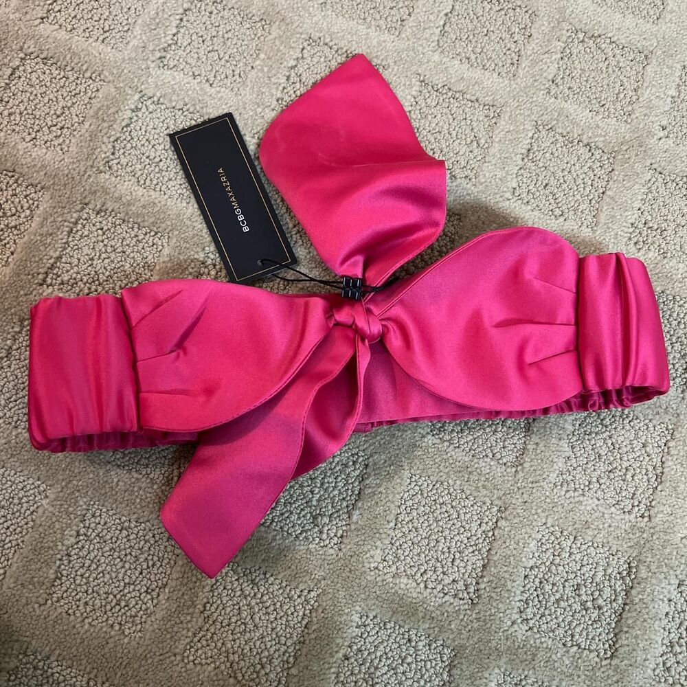 BCBG Maxazria Women's Hot Pink Bow Satin Belt